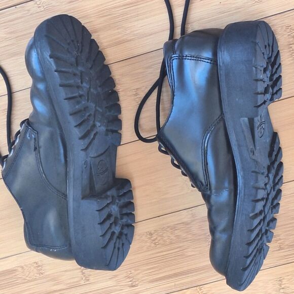 BED STU Mens Size 9 Black Chunky Heel Leather Oxford Gothic Emo Punk Shoes - Picture 9 of 16